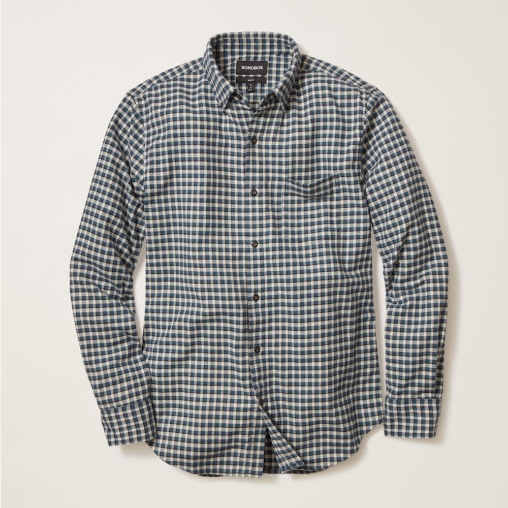 Bonobos | Men's Medium Navy/White Checkered Plaid Flannel